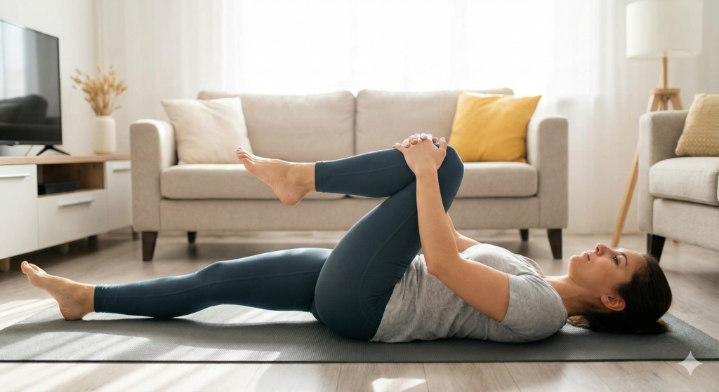 demonstracja ćwiczenia kolano do klatki