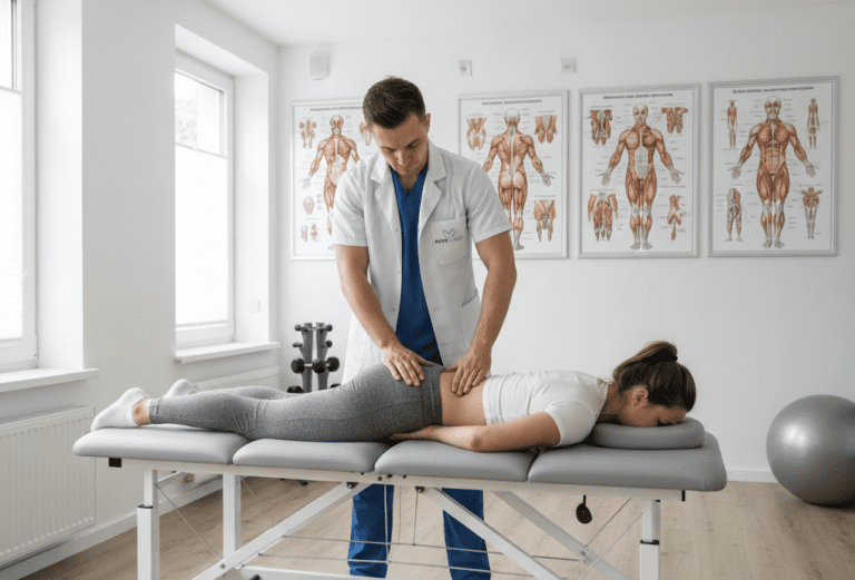 masaż kręgosłupa w gabinecie fizjoterapeutycznym - purerehab