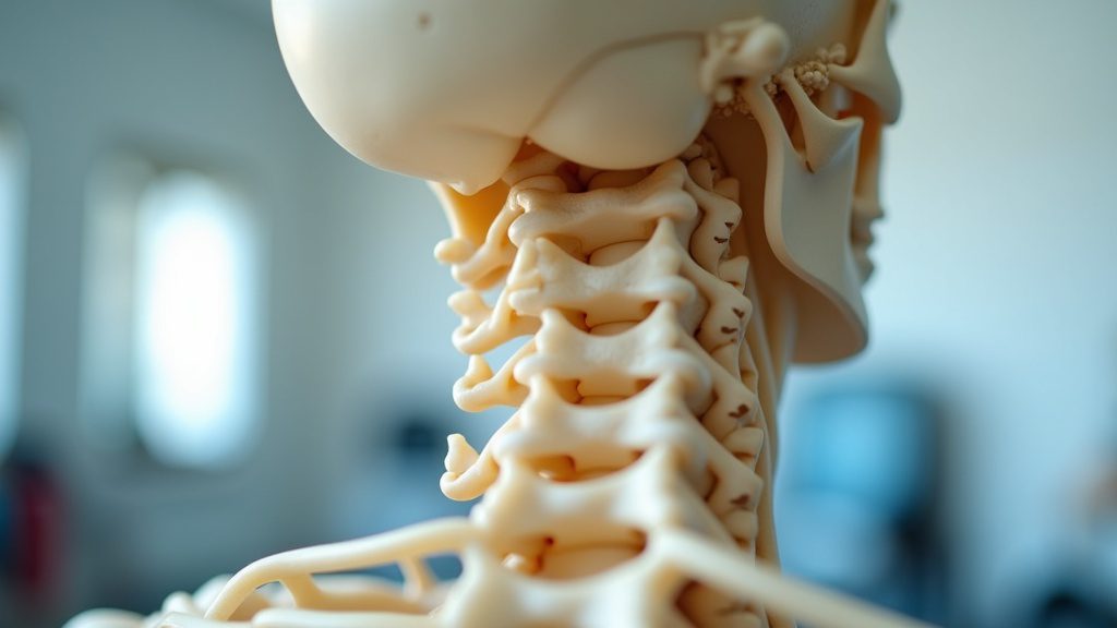 Model anatomiczny kręgosłupa szyjnego ilustrujący budowę odcinka szyjnego – materiał edukacyjny Pure Rehab