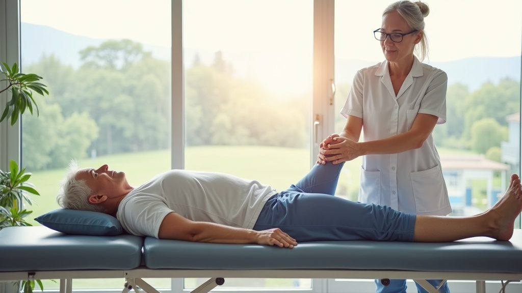 rehabilitacja po endoprotezie biodra - ćwiczenia na stole rehabilitacyjnym Pure Rehab