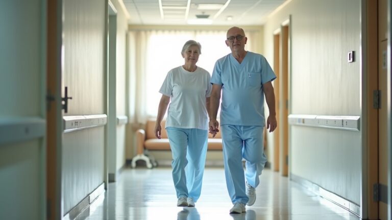 rehabilitacja po endoprotezie biodra - chodzenie z fizjoterapeutą Pure Rehab