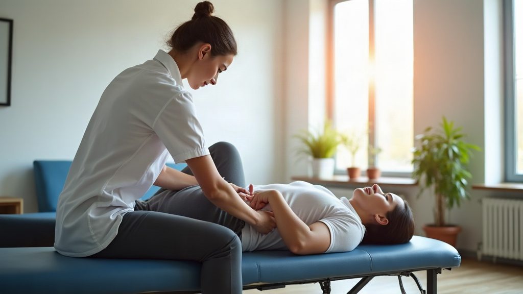 terapia manualna stawu biodrowego podczas rehabilitacji w Pure Rehab Nowa Iwiczna